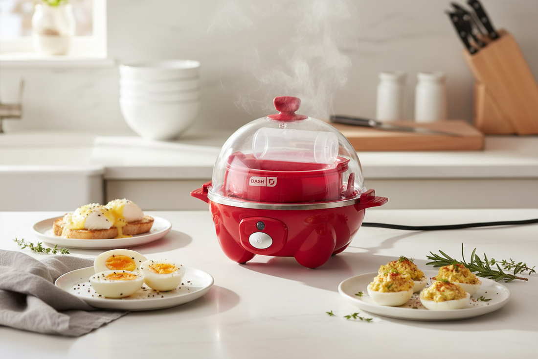 Dash Rapid Egg Cooker on a kitchen counter