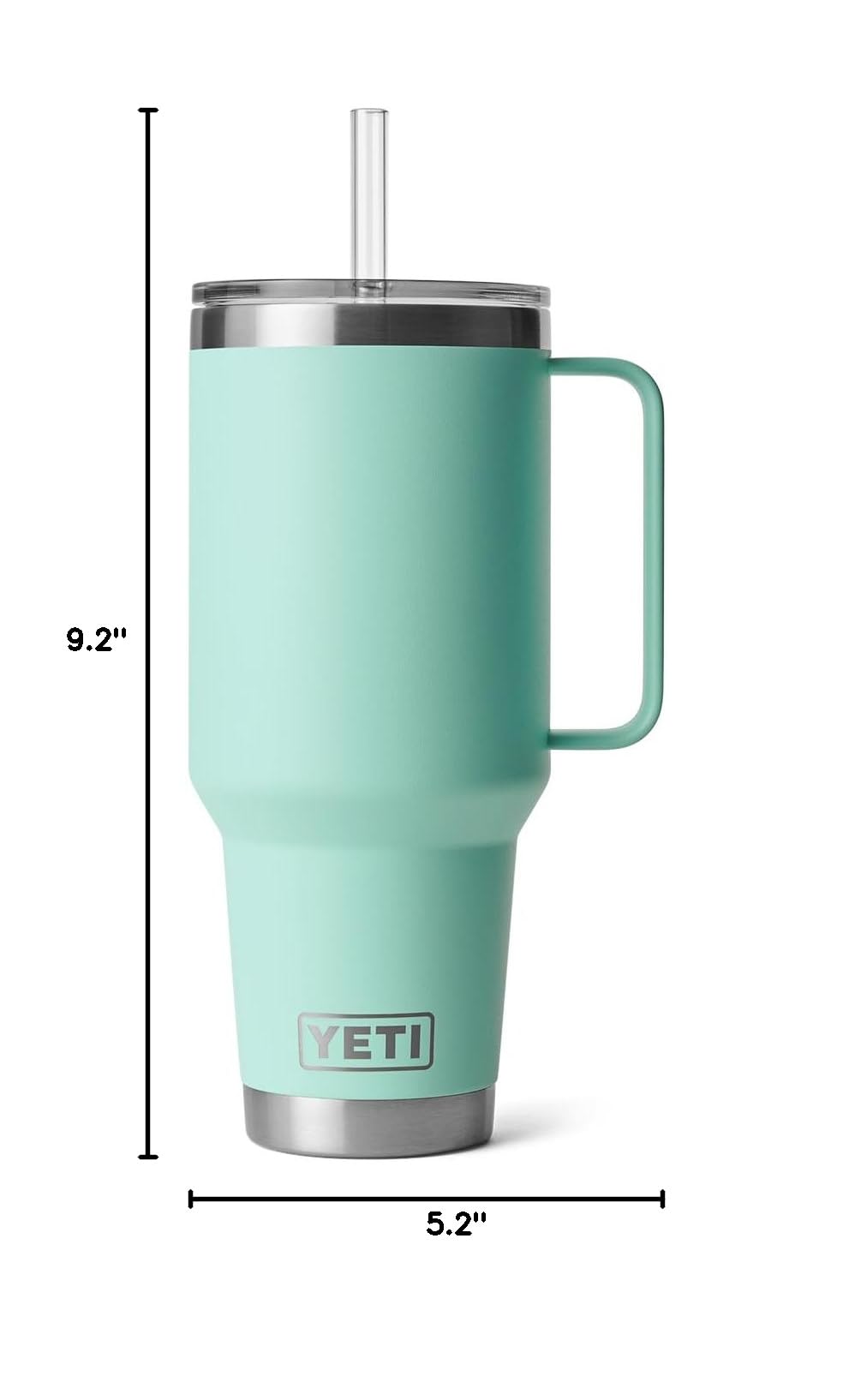 YETI Rambler 42 oz Tumbler with Handle and Straw Lid, Travel Mug Water Tumbler, Vacuum Insulated Cup with Handle, Stainless Steel, Seafoam