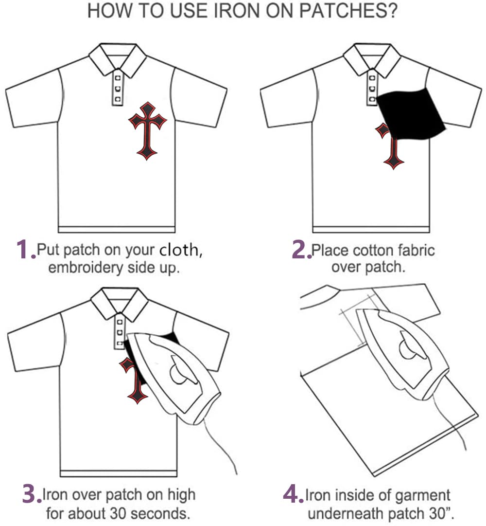Iron-On Cross Patches – 10 Pieces Embroidered Applique