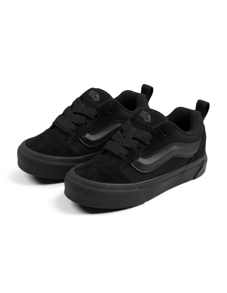 Vans Kids' Knu Skool Shoe, Suede/Canvas Triple Black, 9
