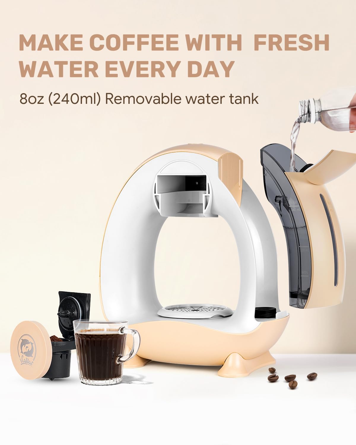 i Cafilas 2-in-1 Mini Single Serve Coffee Maker for K-Cup Pods & Grounds