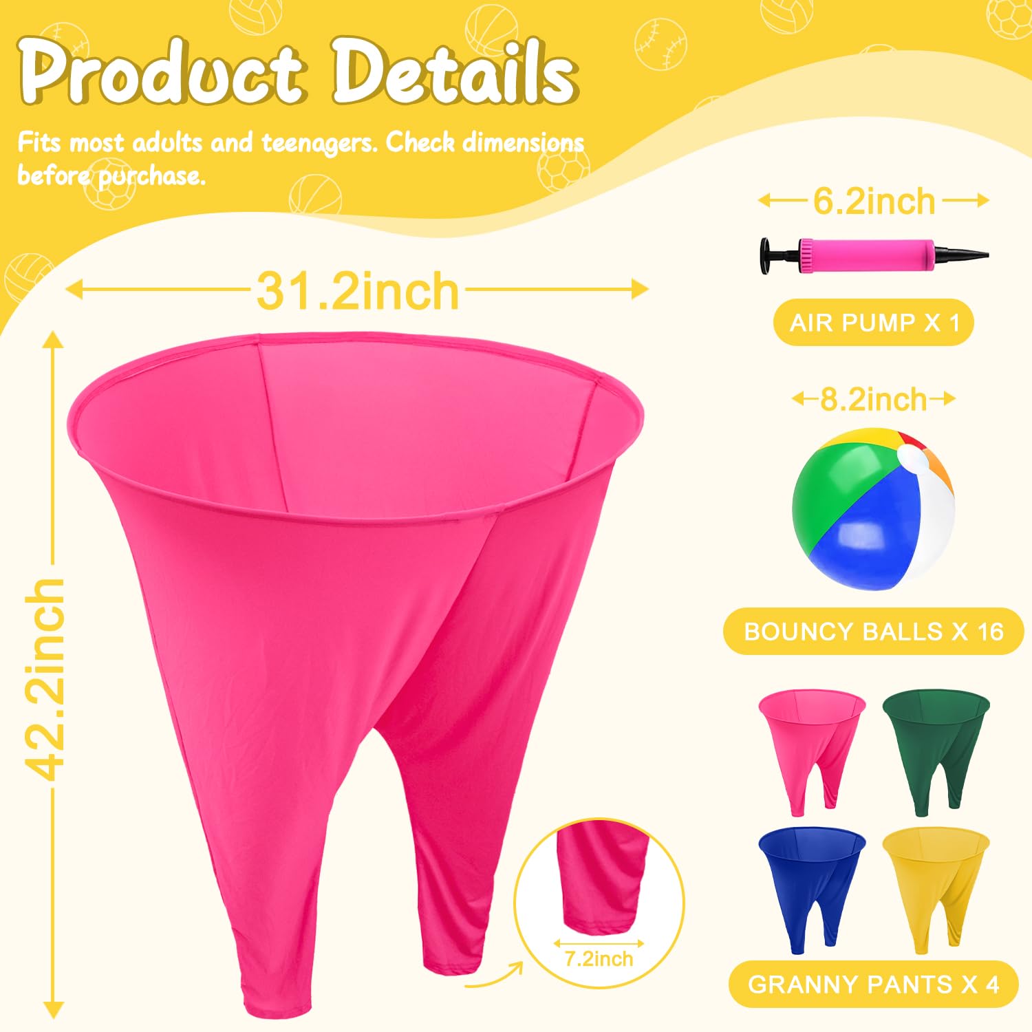 WUPIOS Granny Pants Game for Adults, 4Pcs Granny Pants Yard Game Set with 4 Giant Pants, 16 Bouncy Balls and 2 Air Pumps, Hilarious Outdoor Tossing Games for Family Reunion Party Backyard Games