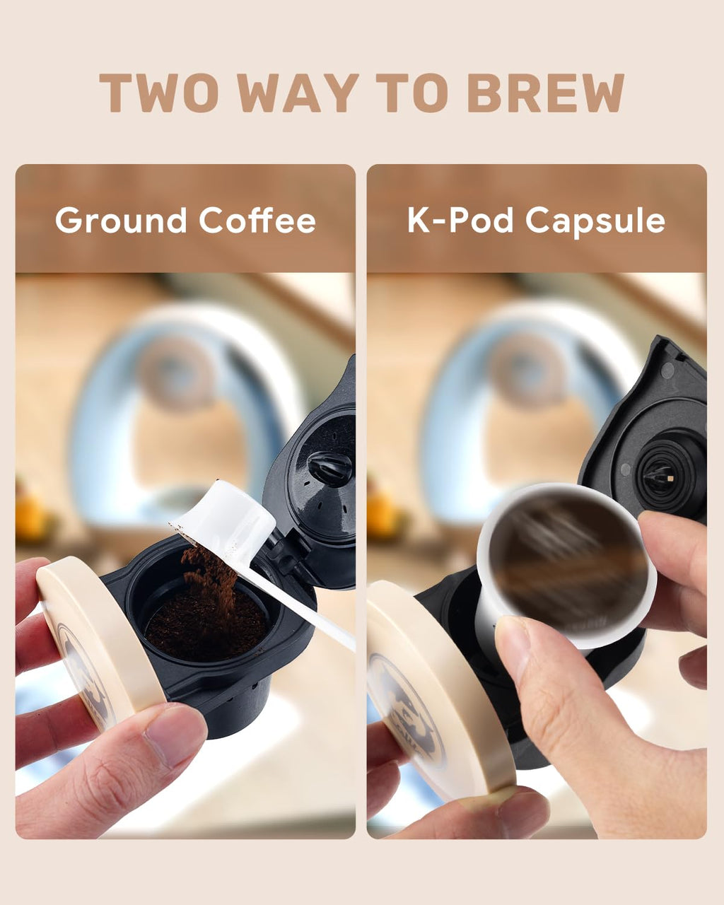 i Cafilas 2-in-1 Mini Single Serve Coffee Maker for K-Cup Pods & Grounds