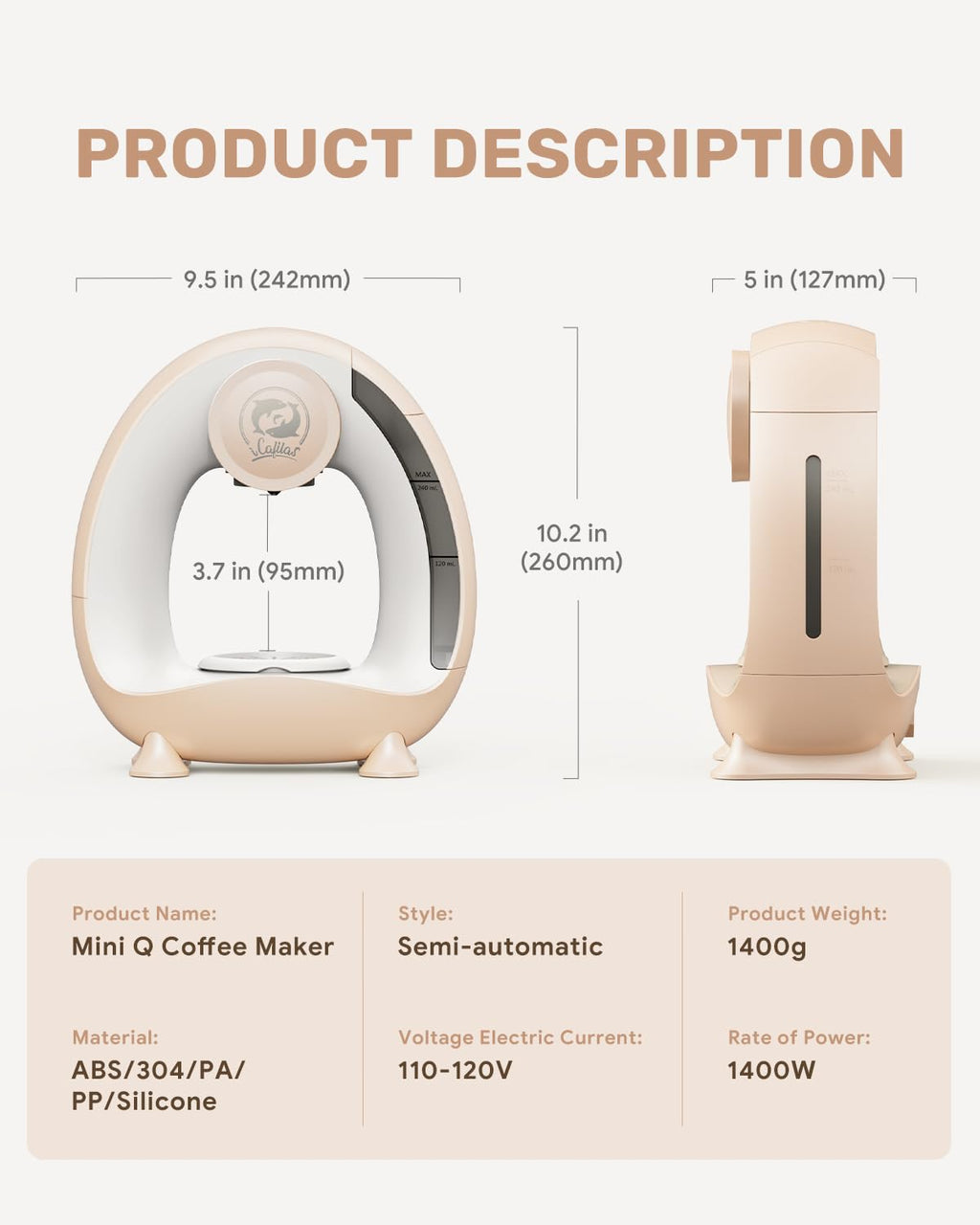 i Cafilas 2-in-1 Mini Single Serve Coffee Maker for K-Cup Pods & Grounds