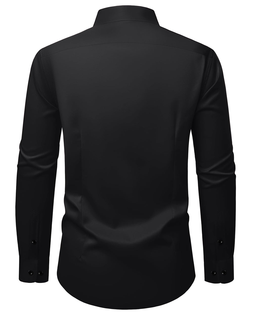 ROUWELL Black Button Up Shirt Men Long Sleeve Non Iron Wrinkle Free Stretch Business Formal Work Dress Shirts M