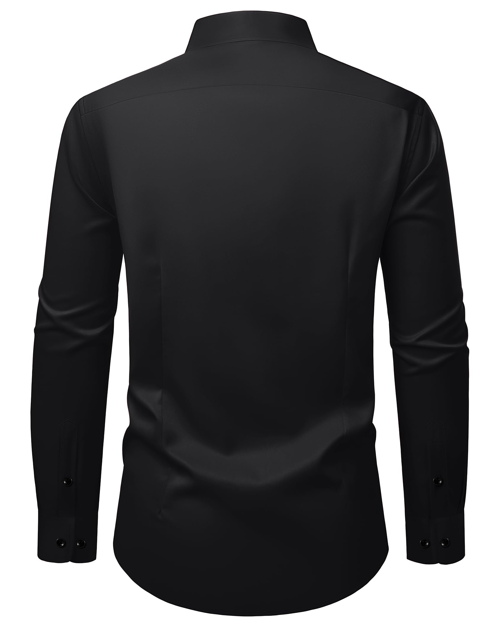 ROUWELL Black Button Up Shirt Men Long Sleeve Non Iron Wrinkle Free Stretch Business Formal Work Dress Shirts M