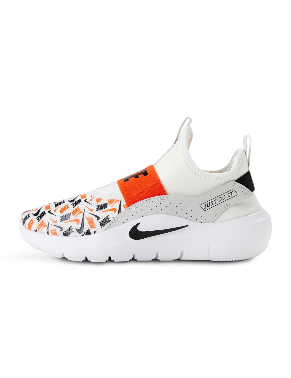 Nike Kid's Flex Runner 4 AOP, White/Black-Safety Orange-Vast Grey, 6Y