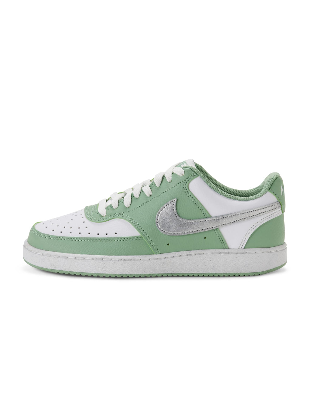 Nike Women's Court Vision Low Next Nature Shoes, Steam/Metallic Silver-White, 8