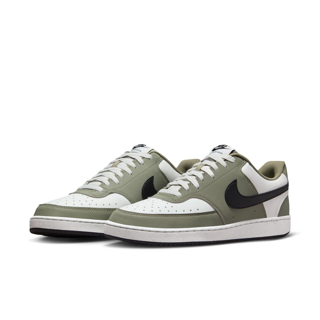 Nike Men's Court Vision Low Shoes, Summit White/Black-Silver Sage, 8.5