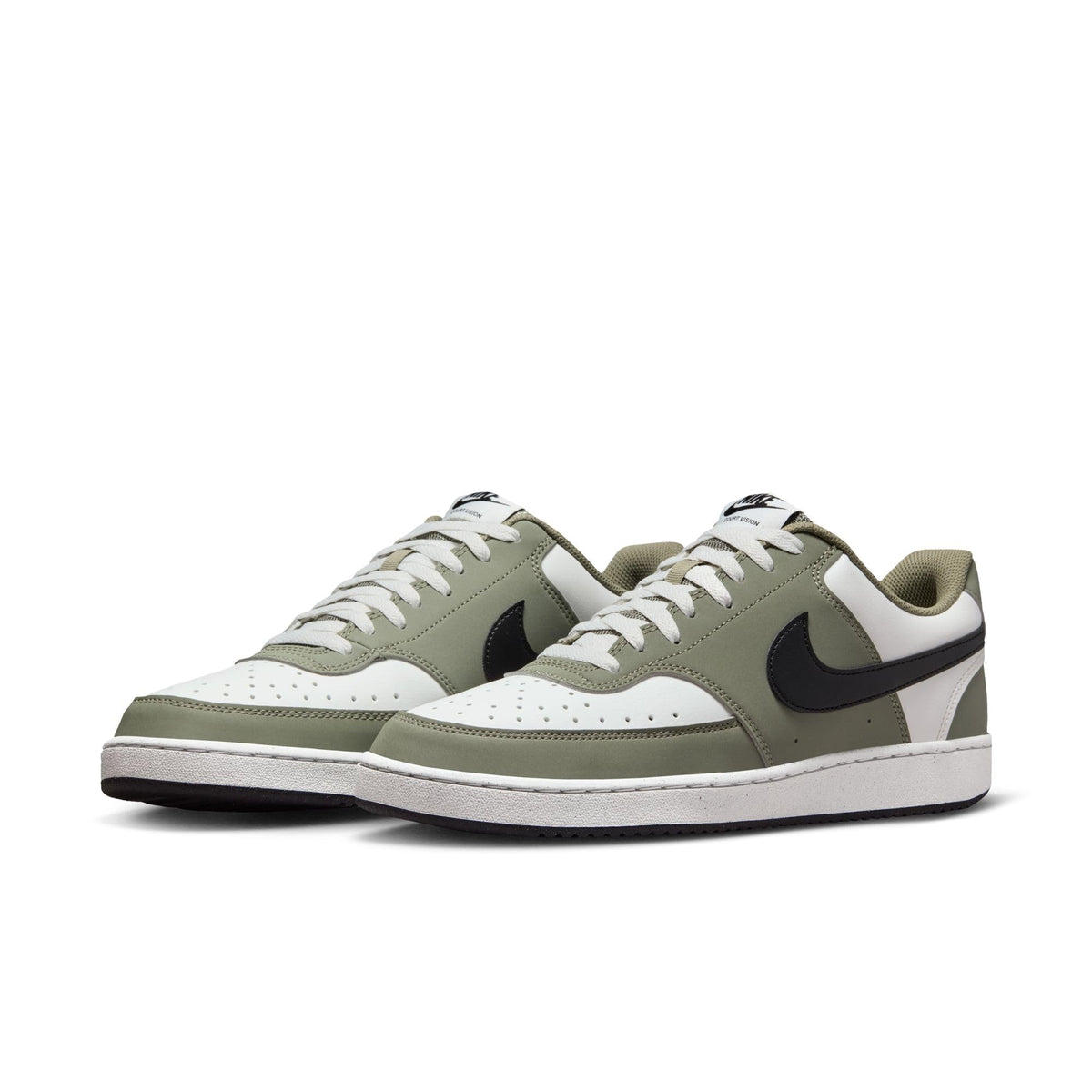 Nike Men's Court Vision Low Shoes, Summit White/Black-Silver Sage, 8.5