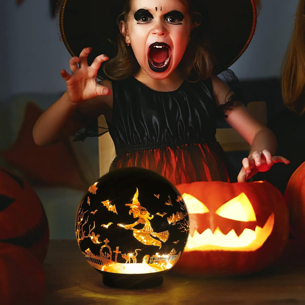 QRF Halloween Decorations Rotating Lamp with Timer Halloween Figurine Light