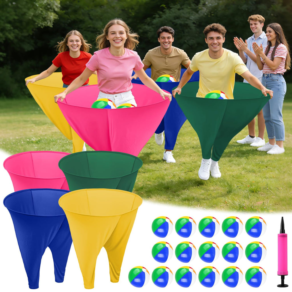WUPIOS Granny Pants Game for Adults, 4Pcs Granny Pants Yard Game Set with 4 Giant Pants, 16 Bouncy Balls and 2 Air Pumps, Hilarious Outdoor Tossing Games for Family Reunion Party Backyard Games