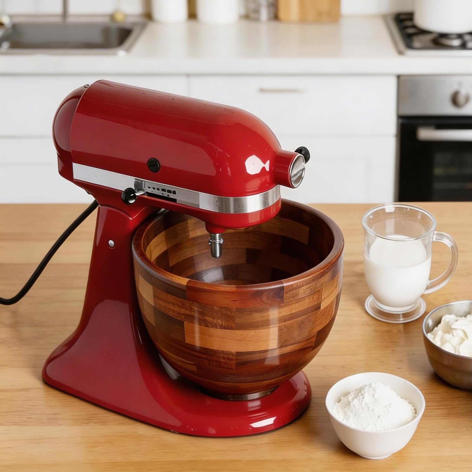 COOBL Acacia Wood Mixing Bowl for KitchenAid 5QT Stand Mixer