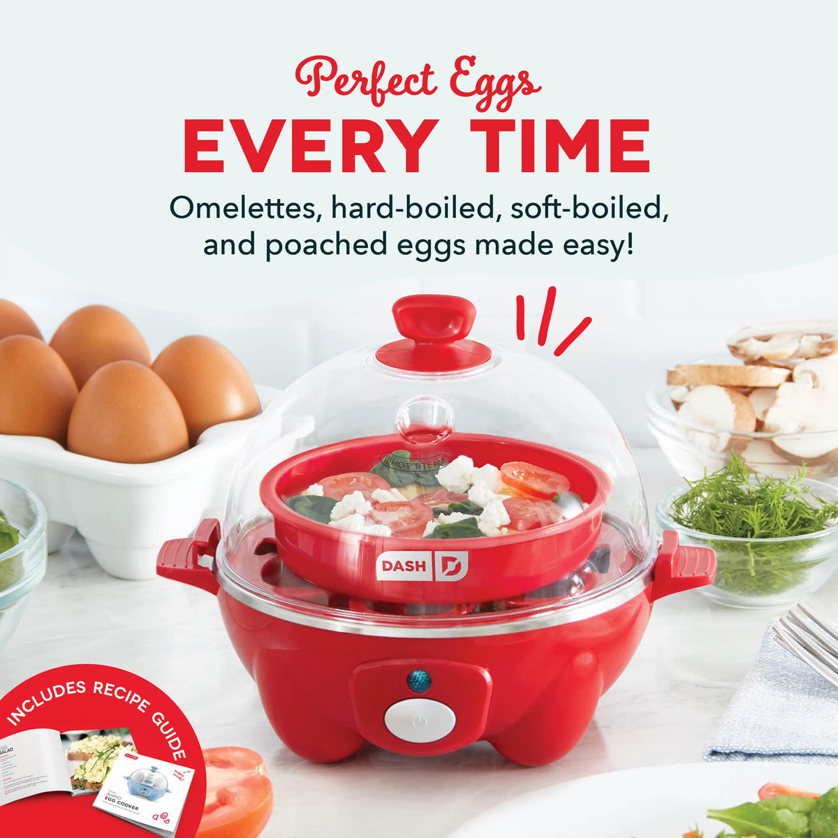 Dash Rapid Egg Cooker – 7 Eggs, Red