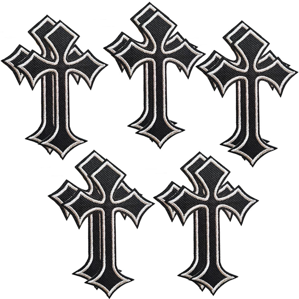 Iron-On Cross Patches – 10 Pieces Embroidered Applique