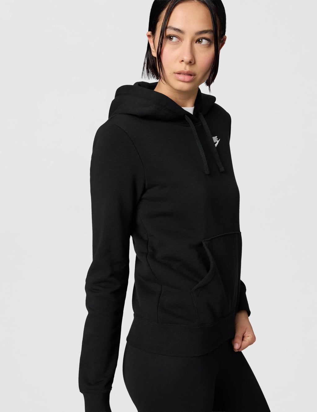 Nike Women's Sportswear Club Fleece Pullover Hoodie, Black/White, Large