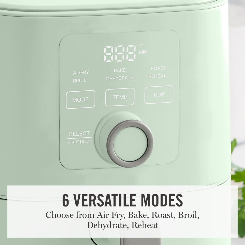 Martha Stewart 6-Quart Air Fryer, 6 Presets, Space Saving, Honeydew Sage