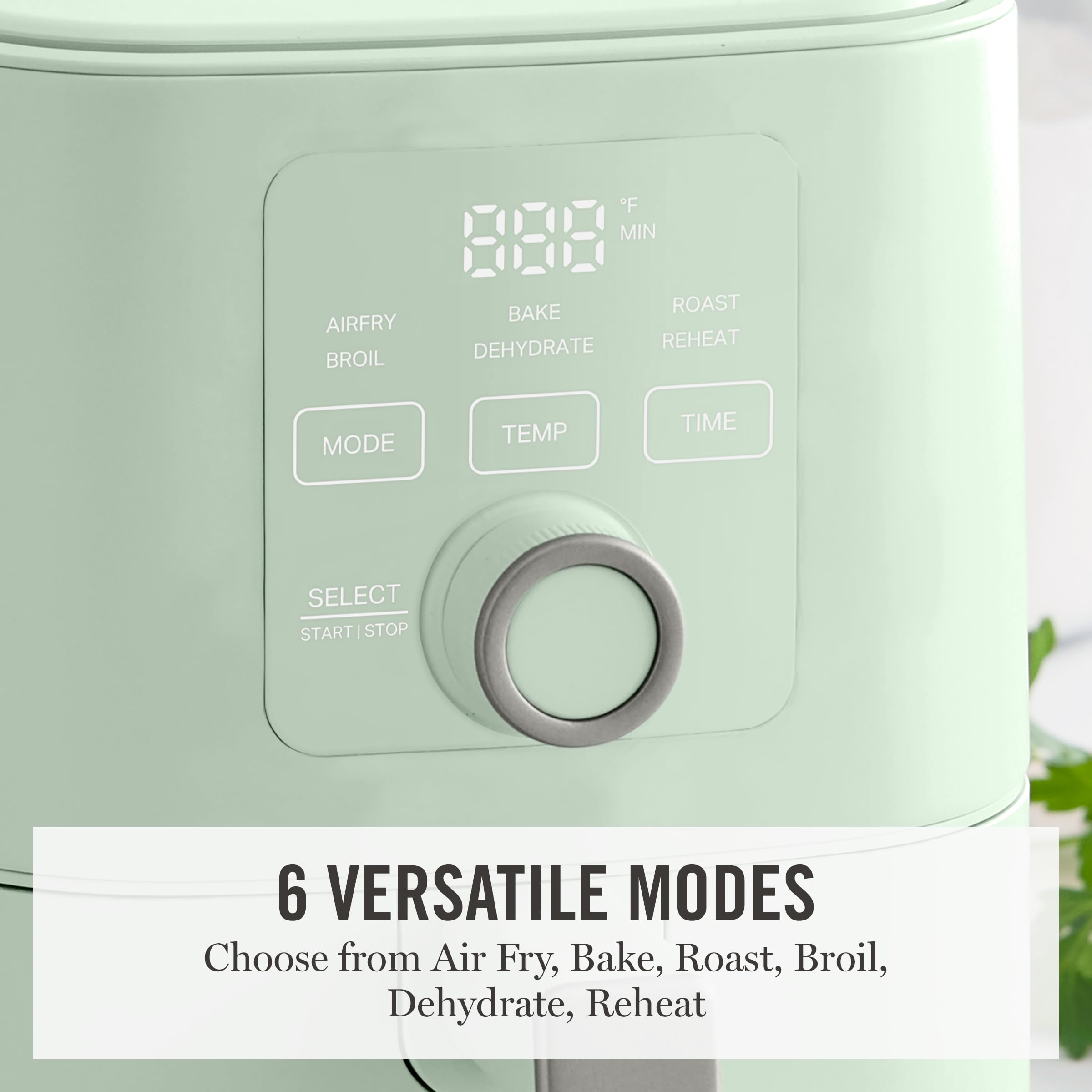 Martha Stewart 6-Quart Air Fryer, 6 Presets, Space Saving, Honeydew Sage