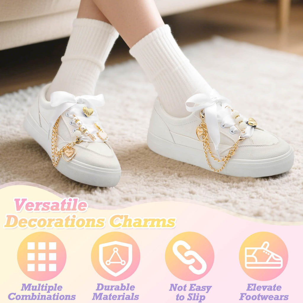 WEGOODZF Leopard Snow Yarn Shoelaces + 29-Piece Shoe Charms Set