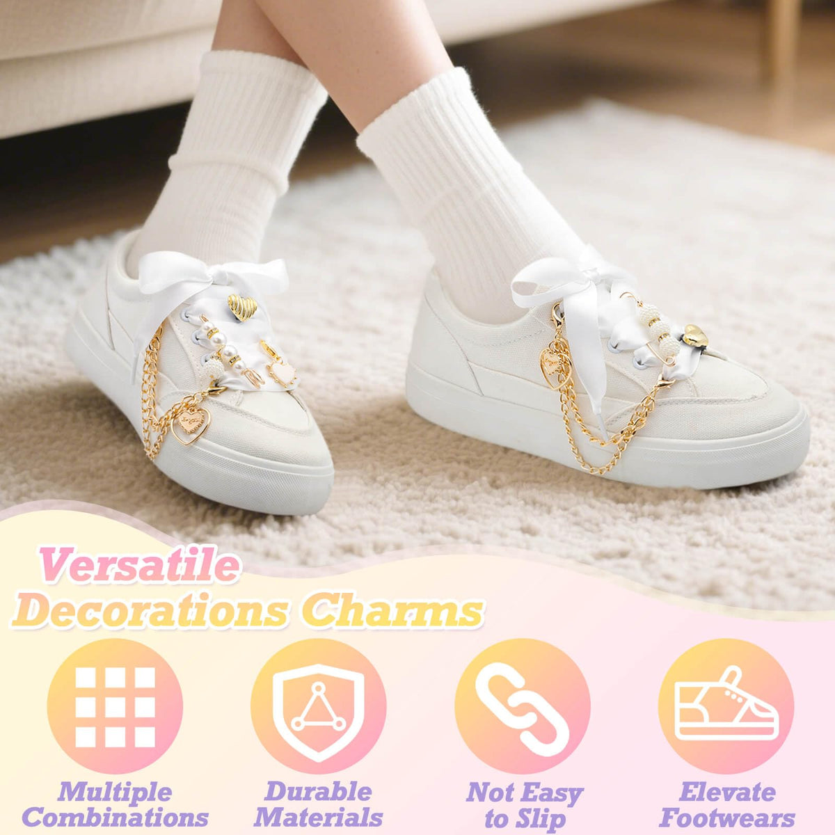 WEGOODZF Leopard Snow Yarn Shoelaces + 29-Piece Shoe Charms Set