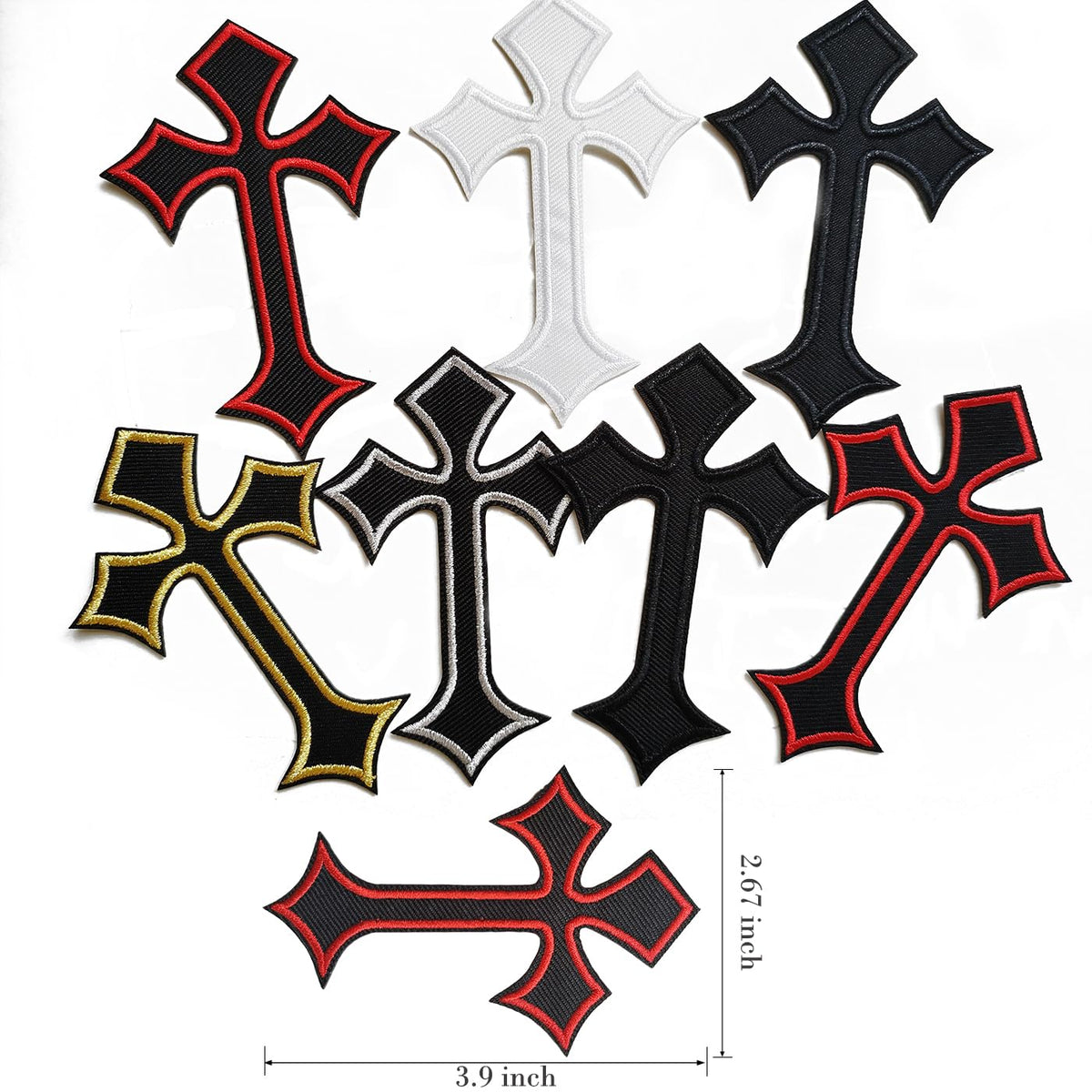 Iron-On Cross Patches – 10 Pieces Embroidered Applique