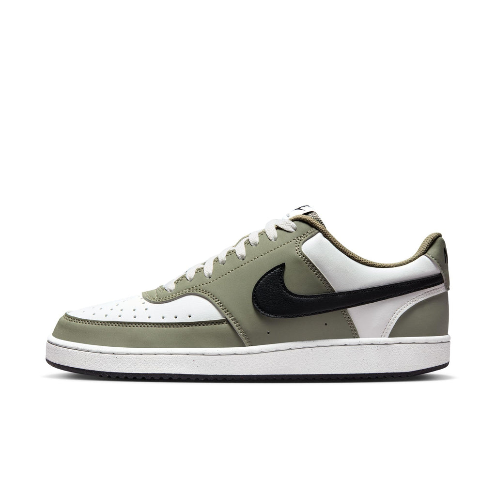 Nike Men's Court Vision Low Shoes, Summit White/Black-Silver Sage, 8.5