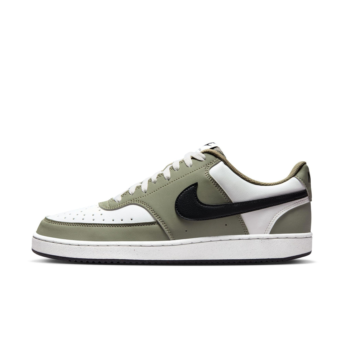 Nike Men's Court Vision Low Shoes, Summit White/Black-Silver Sage, 8.5