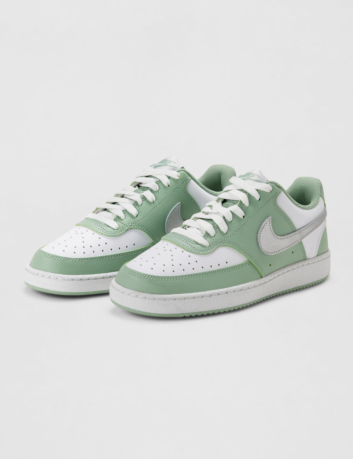 Nike Women's Court Vision Low Next Nature Shoes, Steam/Metallic Silver-White, 8