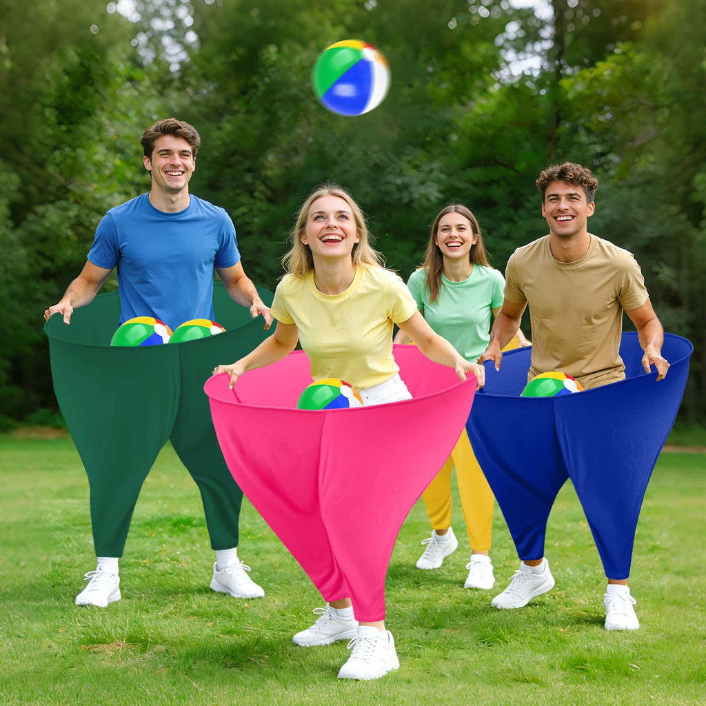 WUPIOS Granny Pants Game for Adults, 4Pcs Granny Pants Yard Game Set with 4 Giant Pants, 16 Bouncy Balls and 2 Air Pumps, Hilarious Outdoor Tossing Games for Family Reunion Party Backyard Games