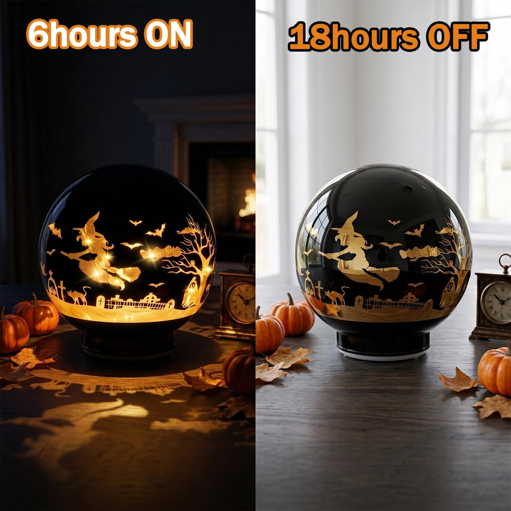 QRF Halloween Decorations Rotating Lamp with Timer Halloween Figurine Light