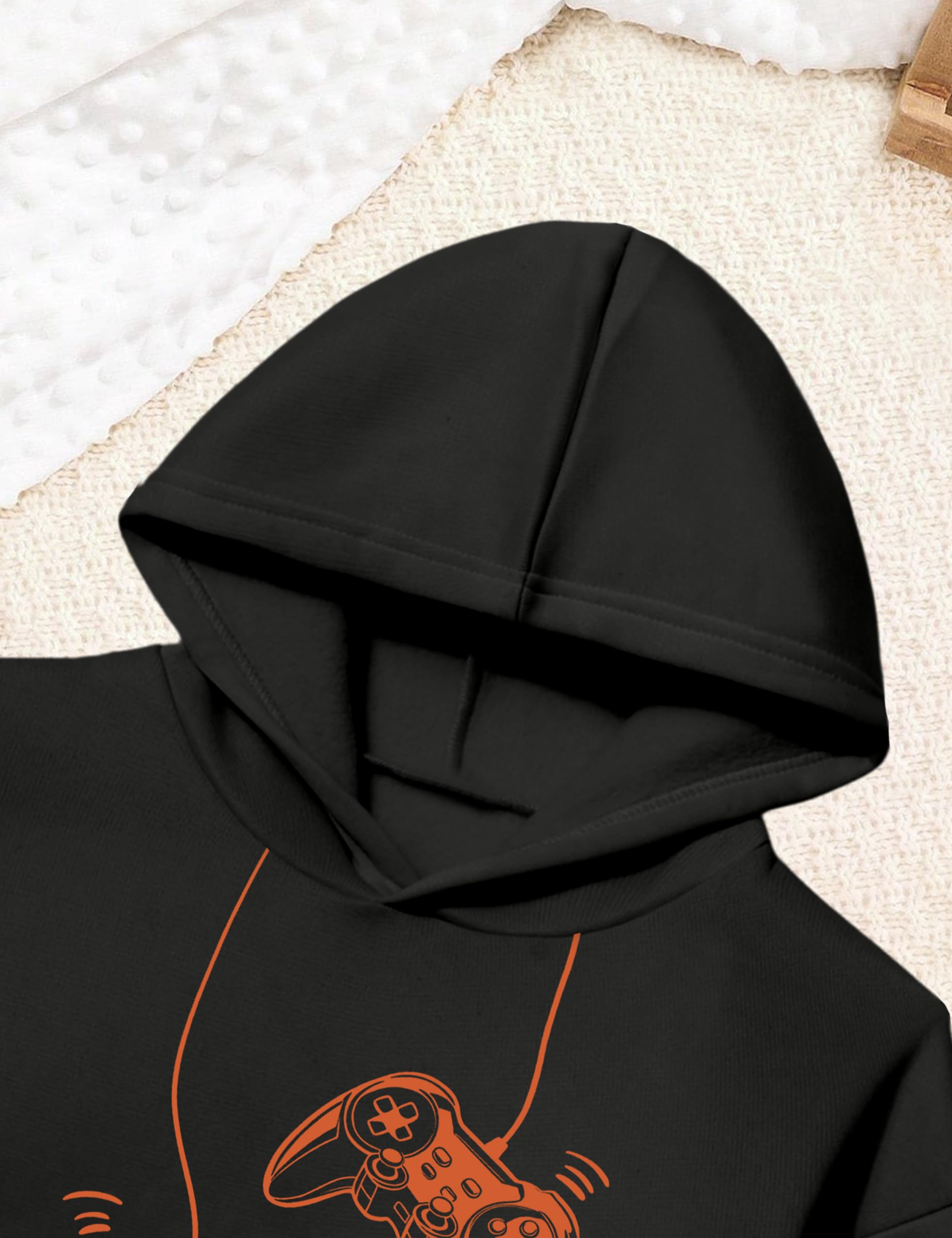 Boiltcat Boys Size 8 Clothes Letter Print Boys Sweatsuit Black Orange 7-8Y