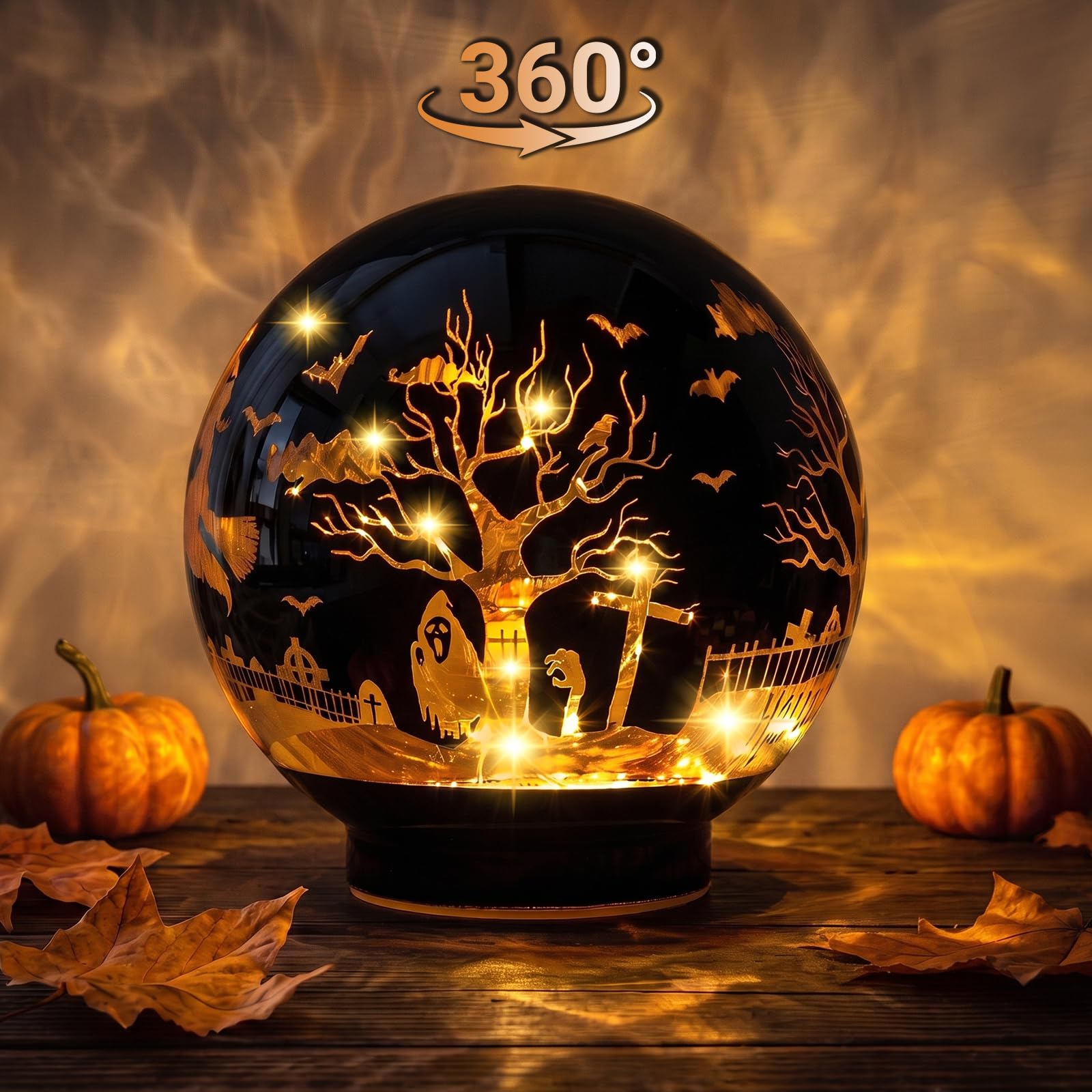 QRF Halloween Decorations Rotating Lamp with Timer Halloween Figurine Light