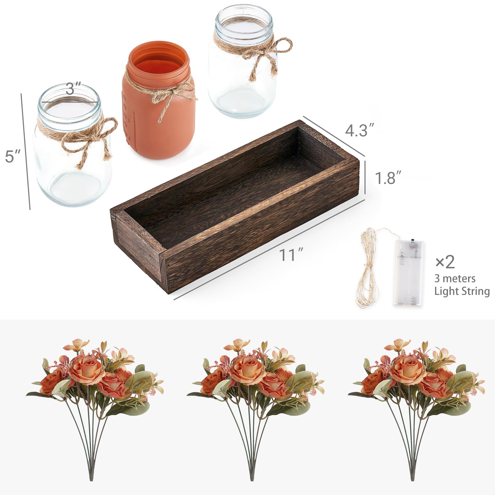 Mkono Fall Centerpieces for Tables Dining Room Decor with Mason Jar Lights
