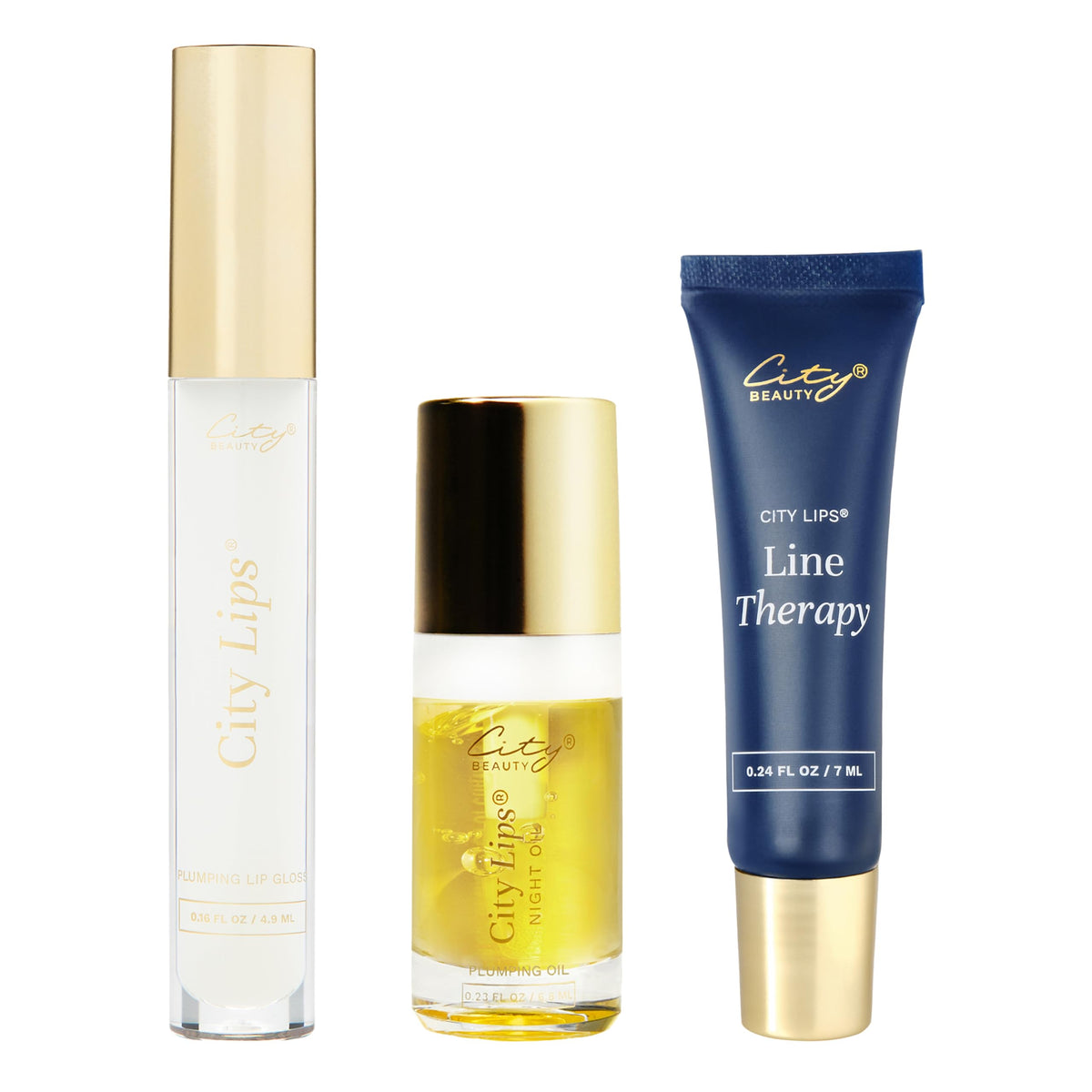 City Beauty Lip Fix+ Bundle – Plumping Gloss, Line Therapy & Night Oil