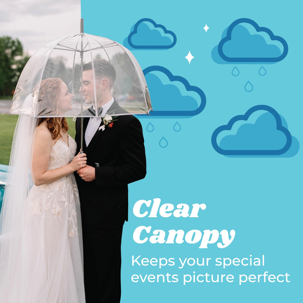 Totes Signature Clear Bubble, Rain & Windproof Umbrella - Perfect for Weddings, Travel and Outdoor Events - Curved Handle with Deluxe Finish, in Transparent or Colorful Design Options
