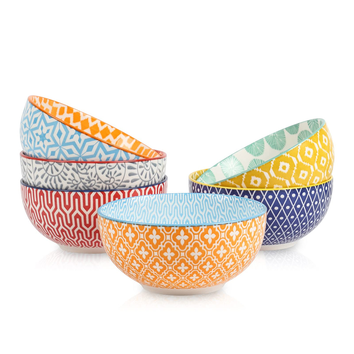 Selamica Ceramic Cereal Bowls Set of 6, 24 Oz Deep Soup Bowls for Kitchen