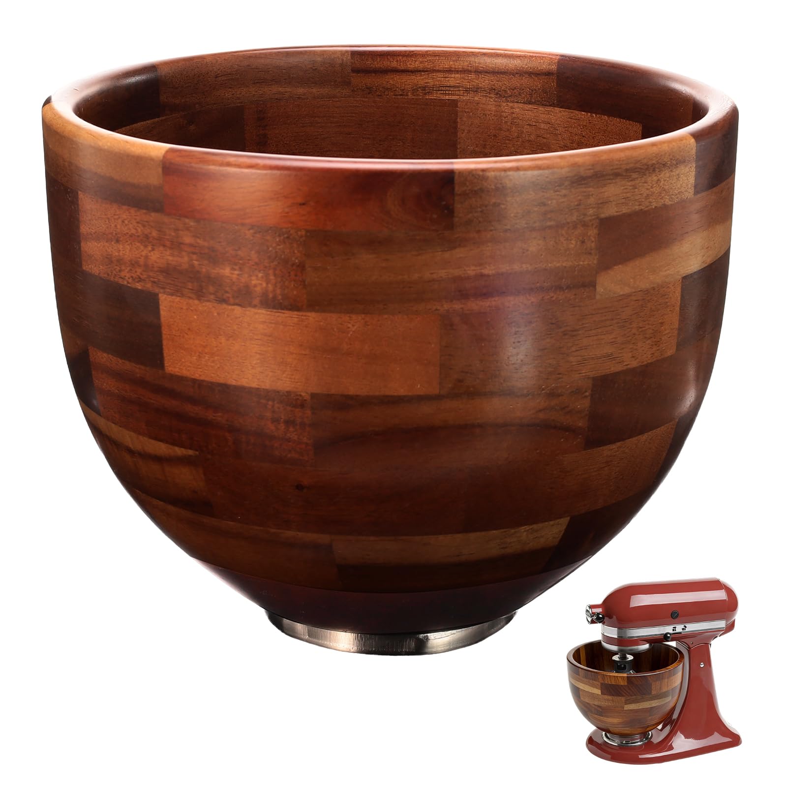 COOBL Acacia Wood Mixing Bowl for KitchenAid 5QT Stand Mixer