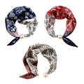 Sqsyqz 3PCS Magnetic Closure Scarf for Women, No Knot Pearl Satin Neckerchief, Silk Scarf Necklace for Woman (Leopard print)