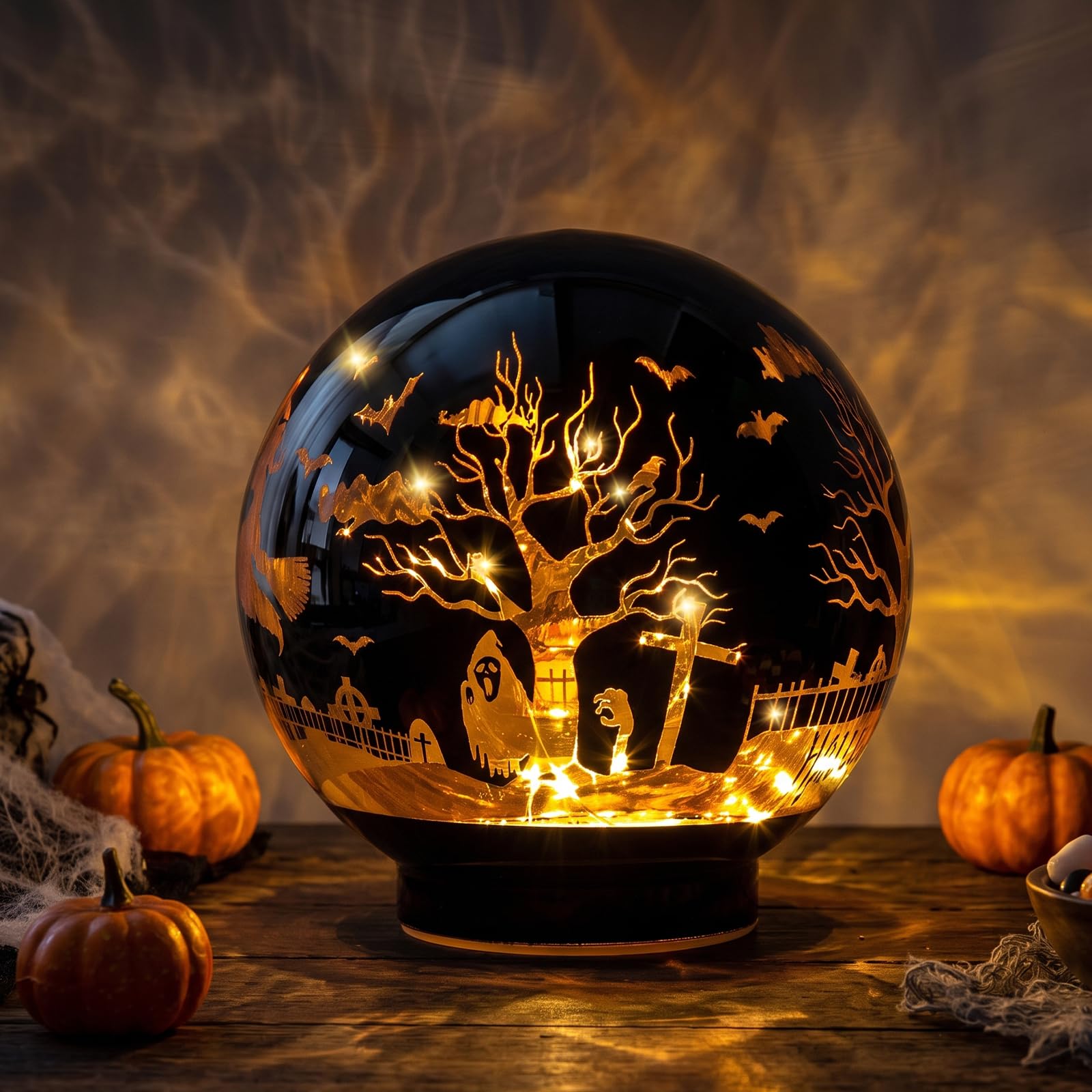 QRF Halloween Decorations Rotating Lamp with Timer Halloween Figurine Light