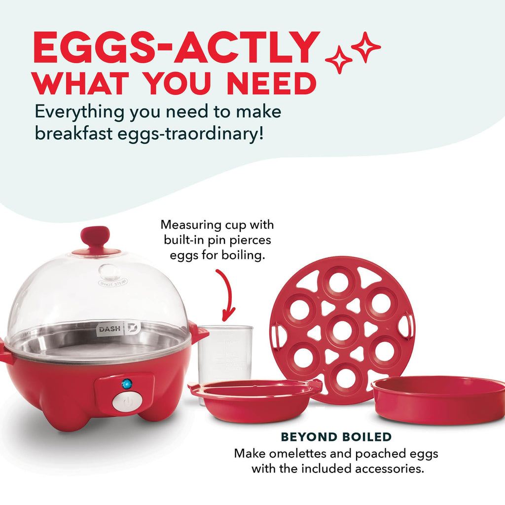 Dash Rapid Egg Cooker – 7 Eggs, Red