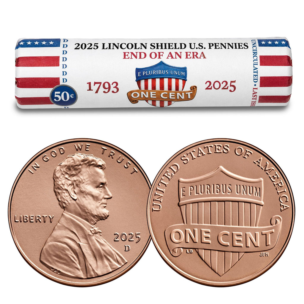 2025 Final Issue Last Lincoln Cent Penny Rolls P & D Set (100 Coins) – END of an ERA Original Collectible Rolls – Brilliant Uncirculated Mint-Issued Coins