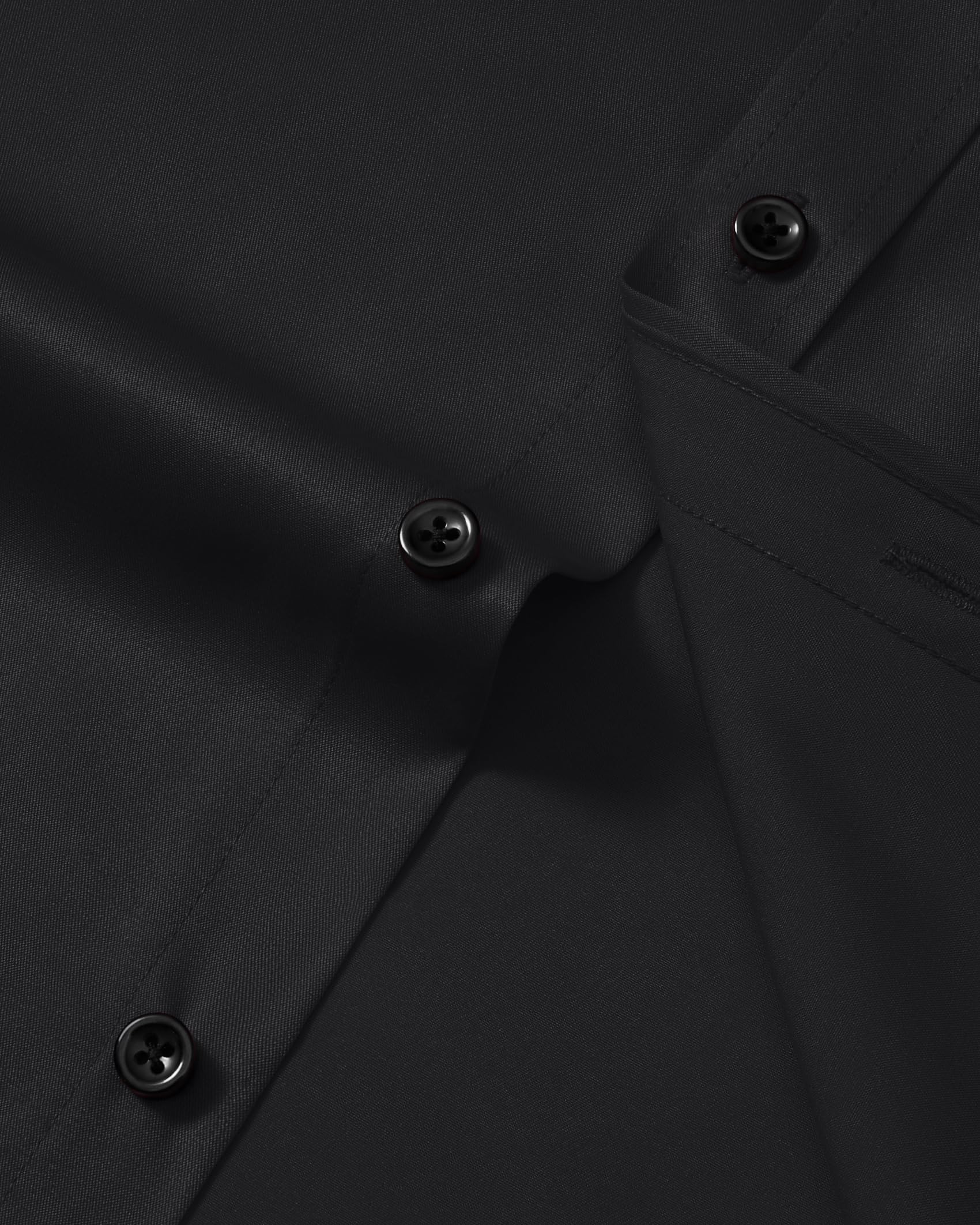 ROUWELL Black Button Up Shirt Men Long Sleeve Non Iron Wrinkle Free Stretch Business Formal Work Dress Shirts M