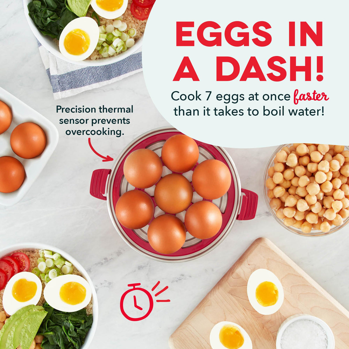 Dash Rapid Egg Cooker – 7 Eggs, Red