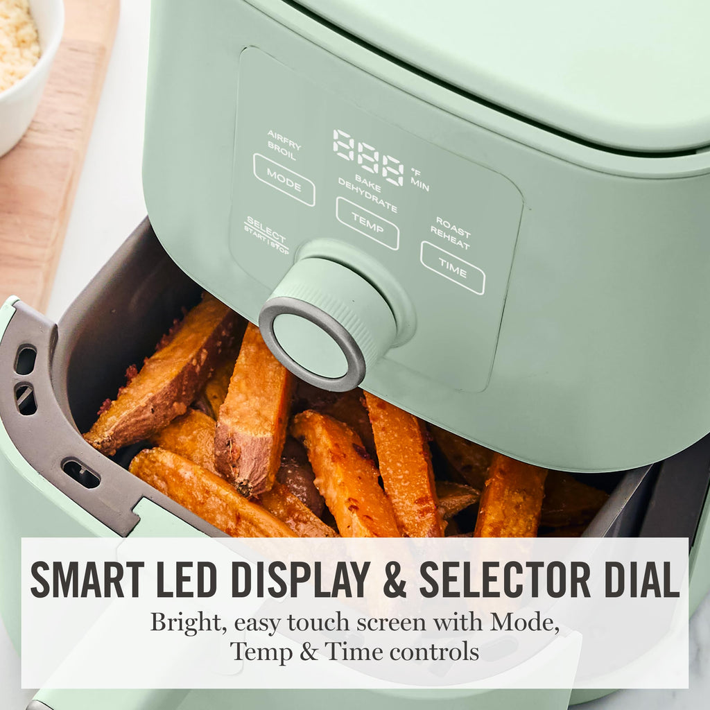 Martha Stewart 6-Quart Air Fryer, 6 Presets, Space Saving, Honeydew Sage