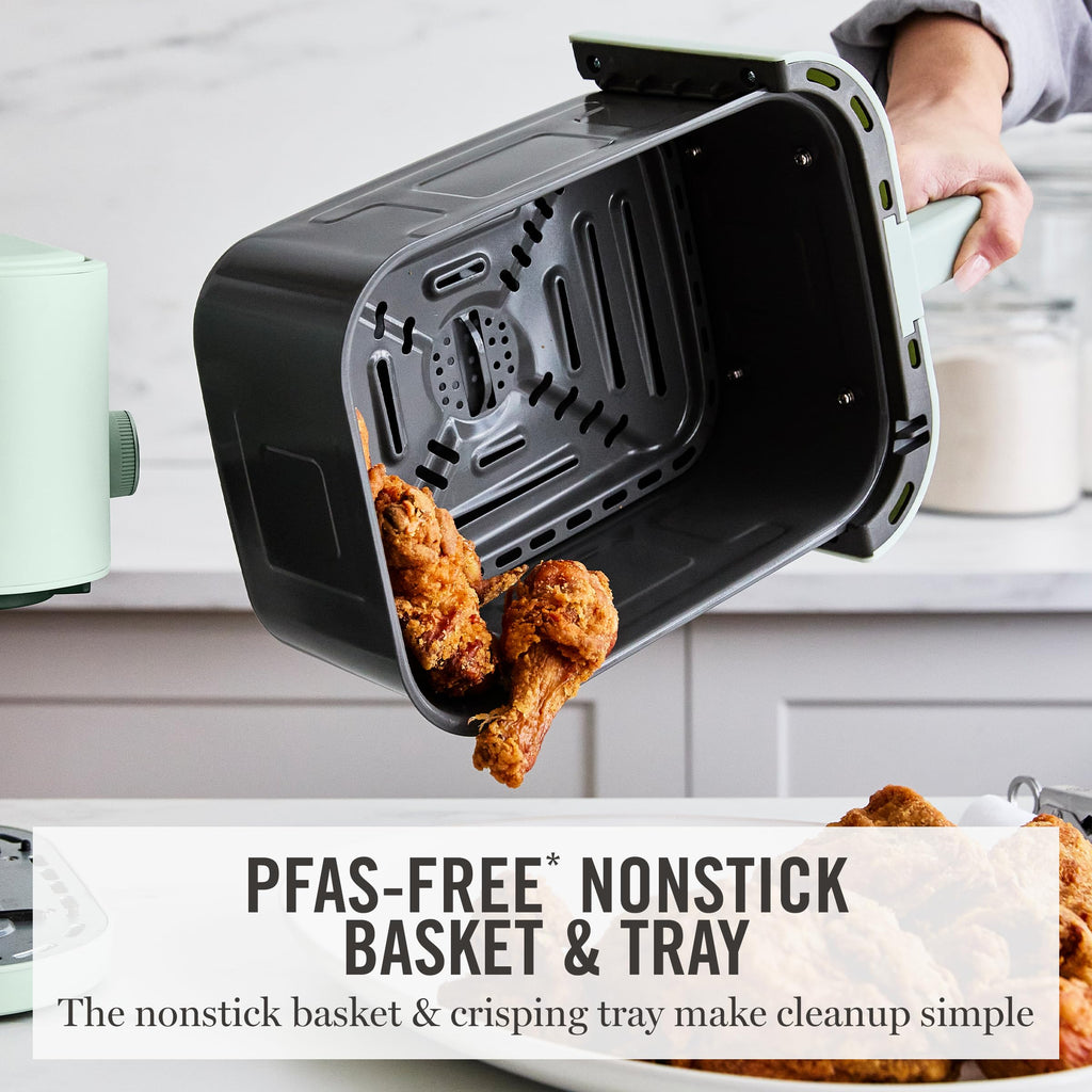 Martha Stewart 6-Quart Air Fryer, 6 Presets, Space Saving, Honeydew Sage