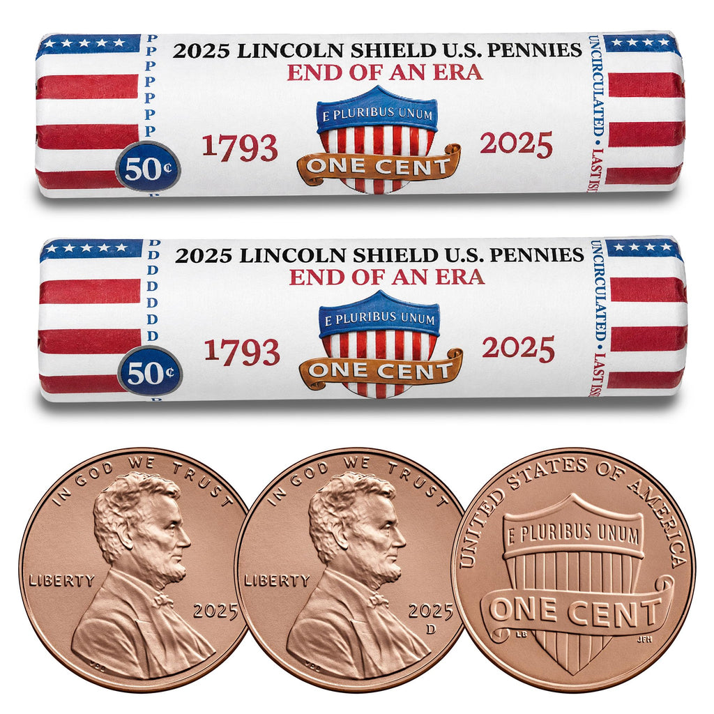 2025 Final Issue Last Lincoln Cent Penny Rolls P & D Set (100 Coins) – END of an ERA Original Collectible Rolls – Brilliant Uncirculated Mint-Issued Coins