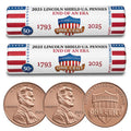 2025 Final Issue Last Lincoln Cent Penny Rolls P & D Set (100 Coins) – END of an ERA Original Collectible Rolls – Brilliant Uncirculated Mint-Issued Coins