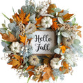 20" Harvest Fall Wreath for Front Door,Pumpkins Berries Autumn Wreaths