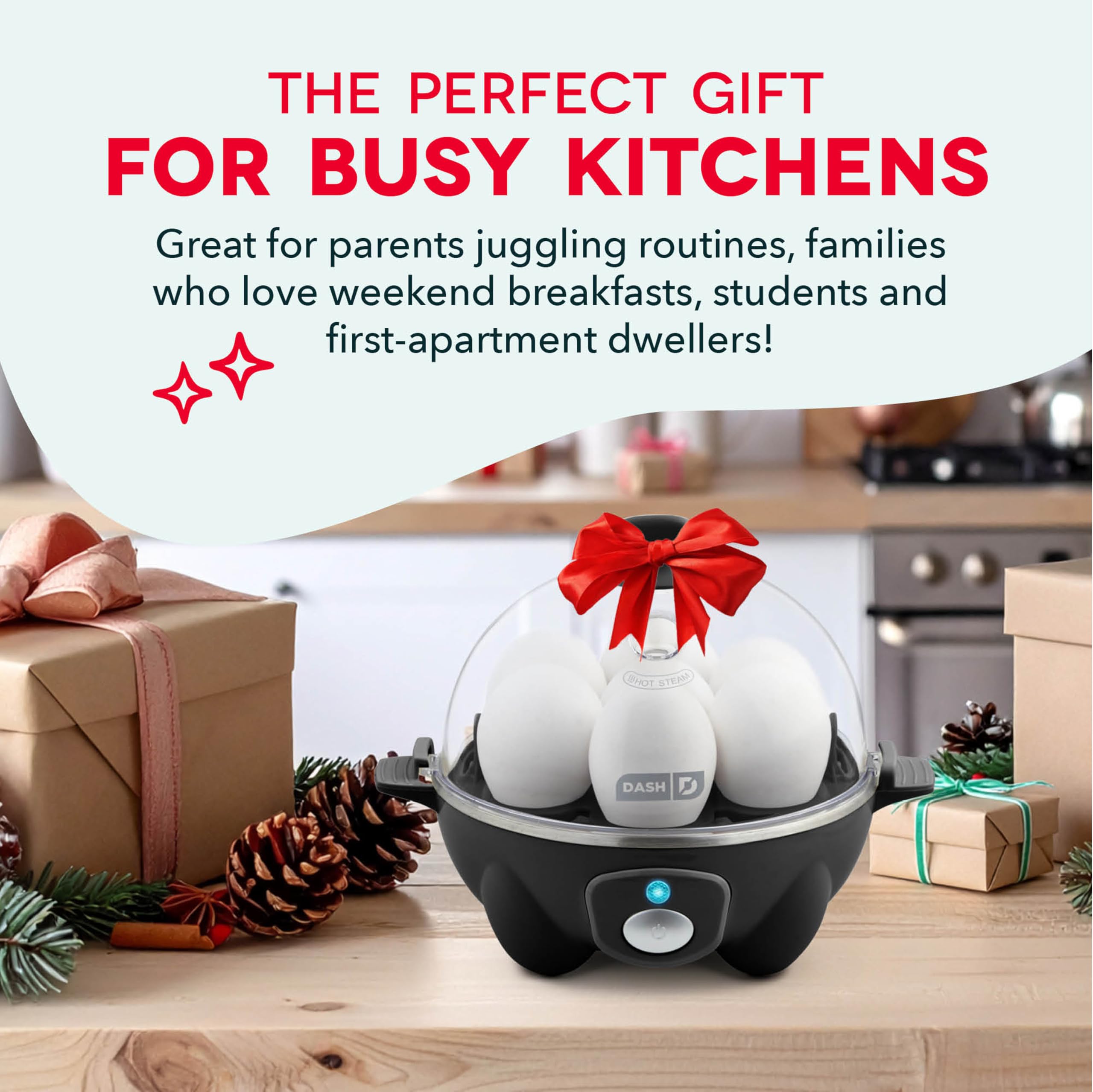 Dash Rapid Egg Cooker – 7 Eggs, Red