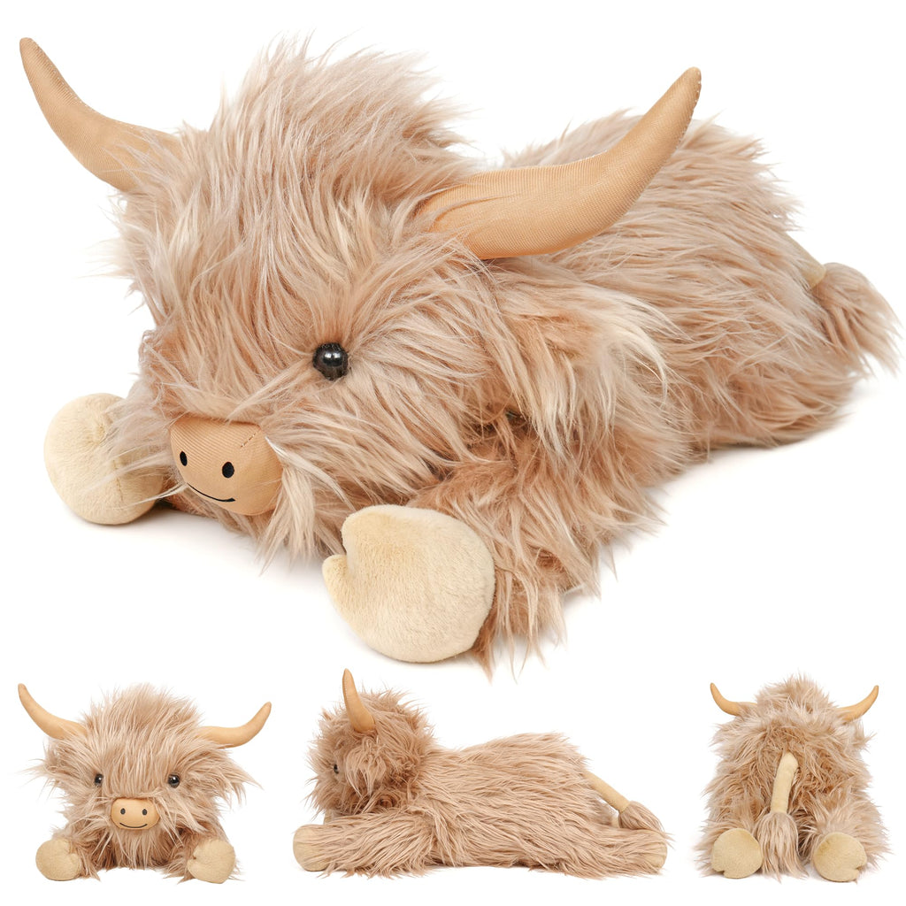 JellyMallow Highland Cow Weighted Stuffed Animals 22in Cow Plush 5lbs